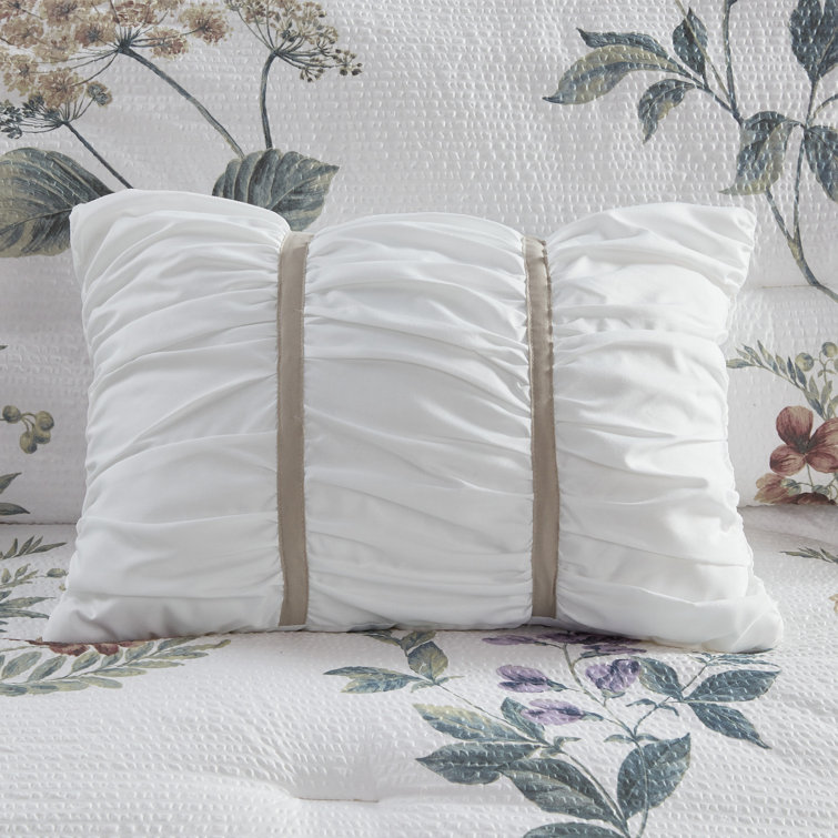 Blush Floral Microfiber 7-Piece Full Bedspread Set