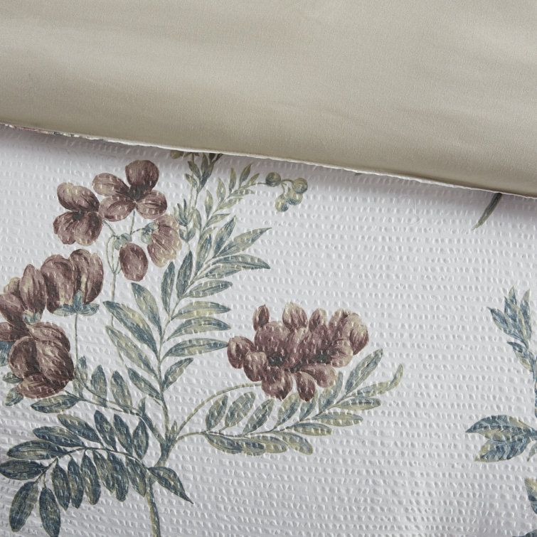 Blush Floral Microfiber 7-Piece Full Bedspread Set