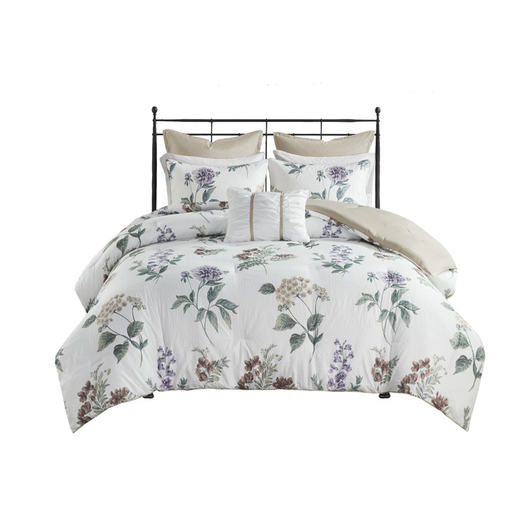 Blush Floral Microfiber 7-Piece Full Bedspread Set