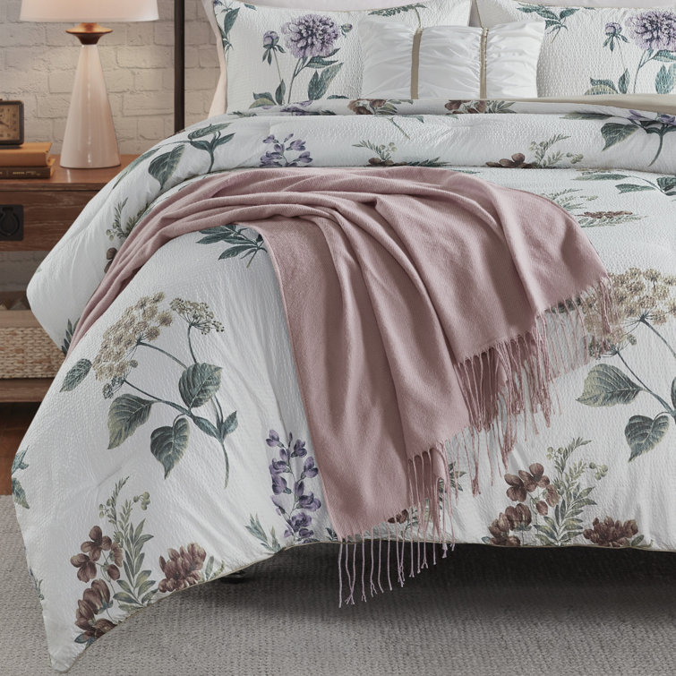 Blush Floral Microfiber 7-Piece Full Bedspread Set