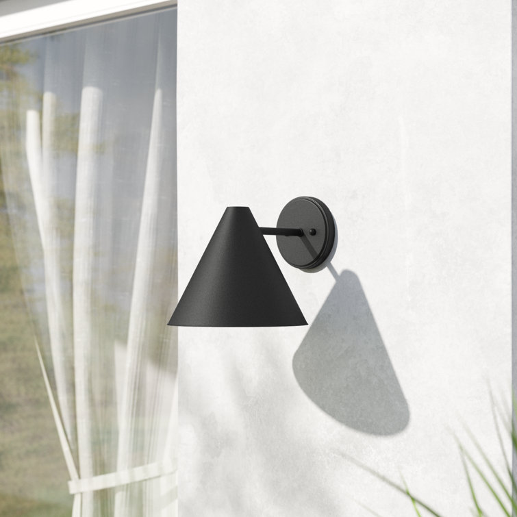 Black Aluminum Mid-Century Modern Outdoor Wall Sconce