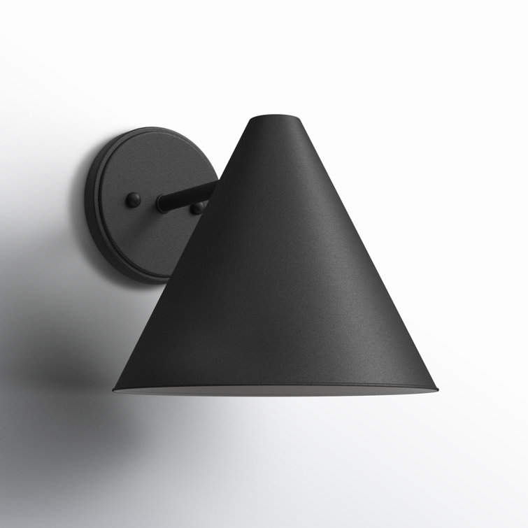Black Aluminum Mid-Century Modern Outdoor Wall Sconce