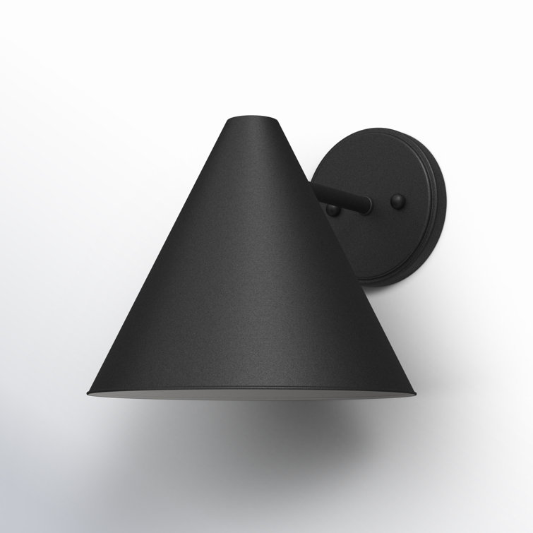 Black Aluminum Mid-Century Modern Outdoor Wall Sconce