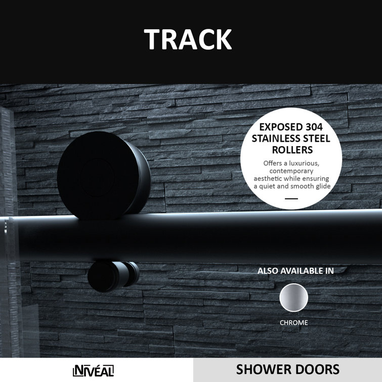 Matte Black Semi-Frameless Sliding Tub Door with Clear Tempered Glass