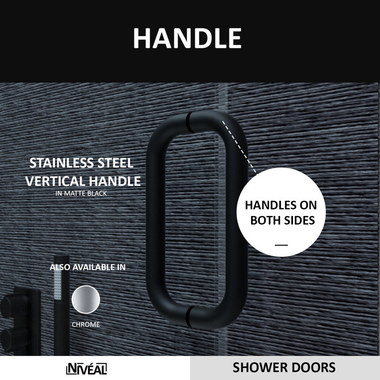 Matte Black Semi-Frameless Sliding Tub Door with Clear Tempered Glass
