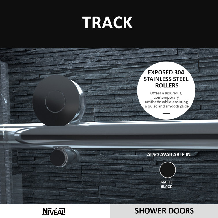 60'' Chrome Semi Frameless Sliding Tub Door with Clear Glass