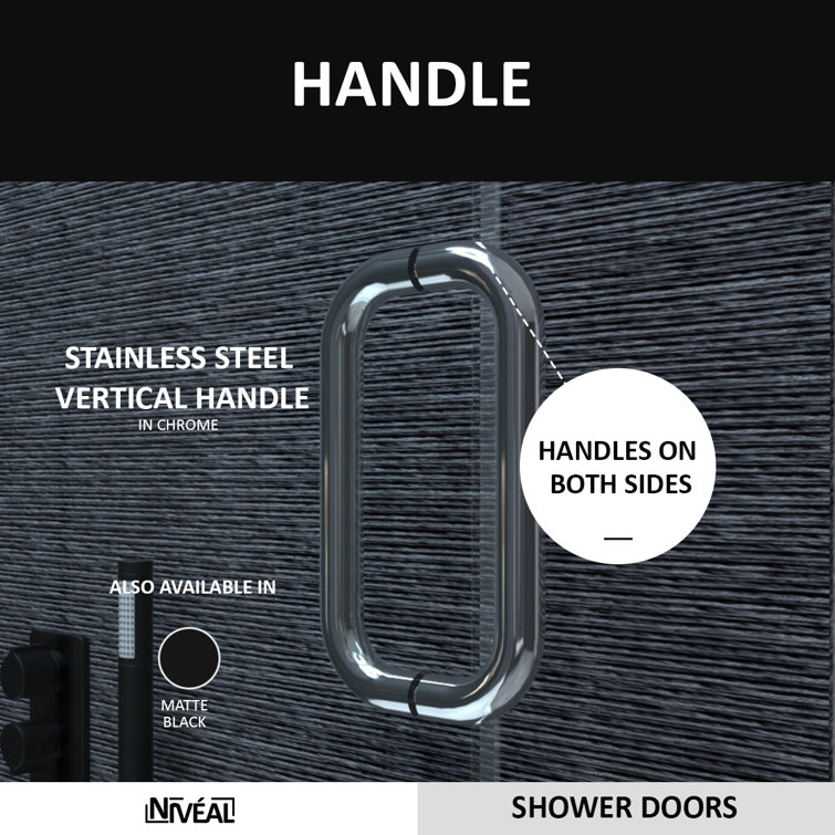 60'' Chrome Semi Frameless Sliding Tub Door with Clear Glass