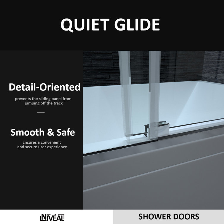 60'' Chrome Semi Frameless Sliding Tub Door with Clear Glass