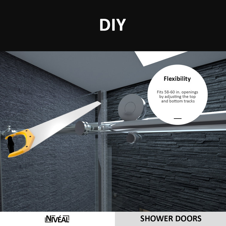 60'' Chrome Semi Frameless Sliding Tub Door with Clear Glass