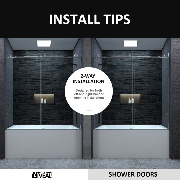 60'' Chrome Semi Frameless Sliding Tub Door with Clear Glass