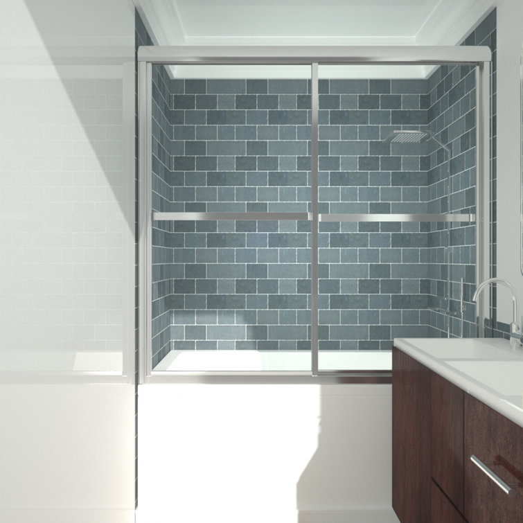 59'' Chrome Framed Sliding Tub Door with Clear Glass