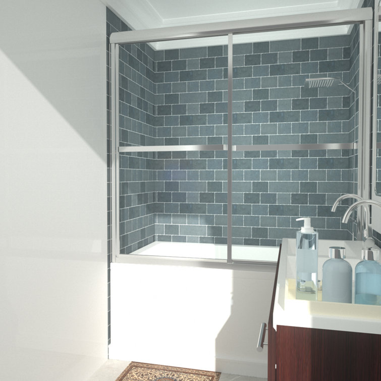 59'' Chrome Framed Sliding Tub Door with Clear Glass