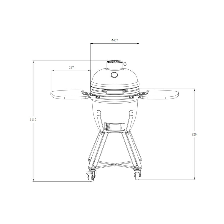 18" Red Ceramic Kamado Charcoal Grill with Folding Shelves