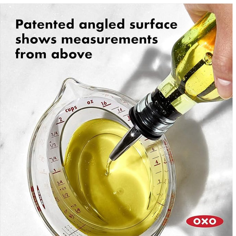 Clear 2-Cup Angled Plastic Measuring Cup with Black Handle