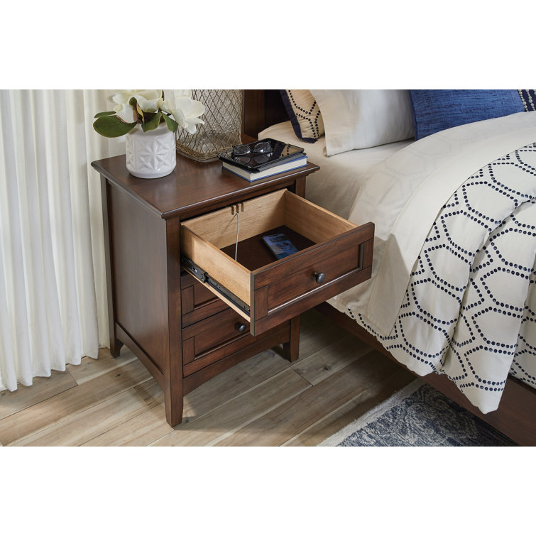 Transitional Cherry Brown Mahogany 3-Drawer Nightstand