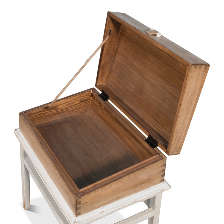 Traditional Gray Wood and Metal End Table with Storage