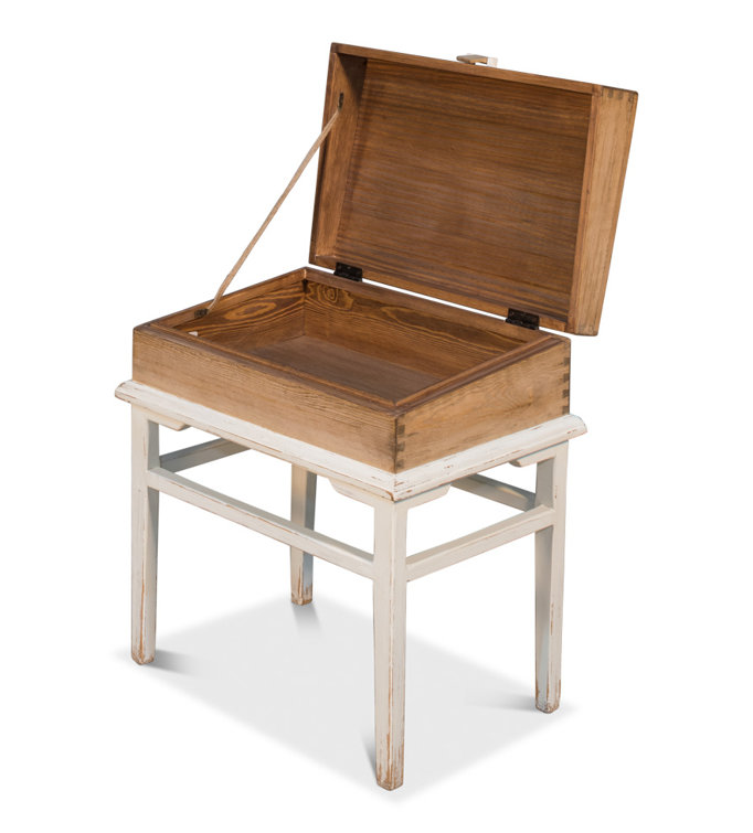 Traditional Gray Wood and Metal End Table with Storage