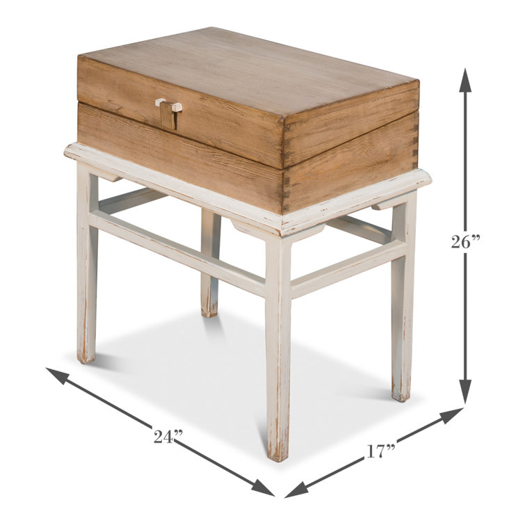 Traditional Gray Wood and Metal End Table with Storage