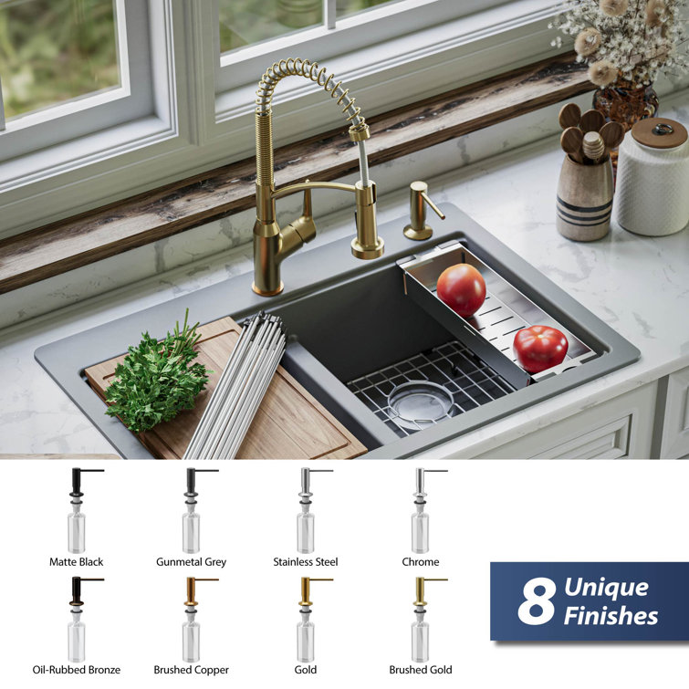 Brushed Gold Brass Kitchen Soap Dispenser