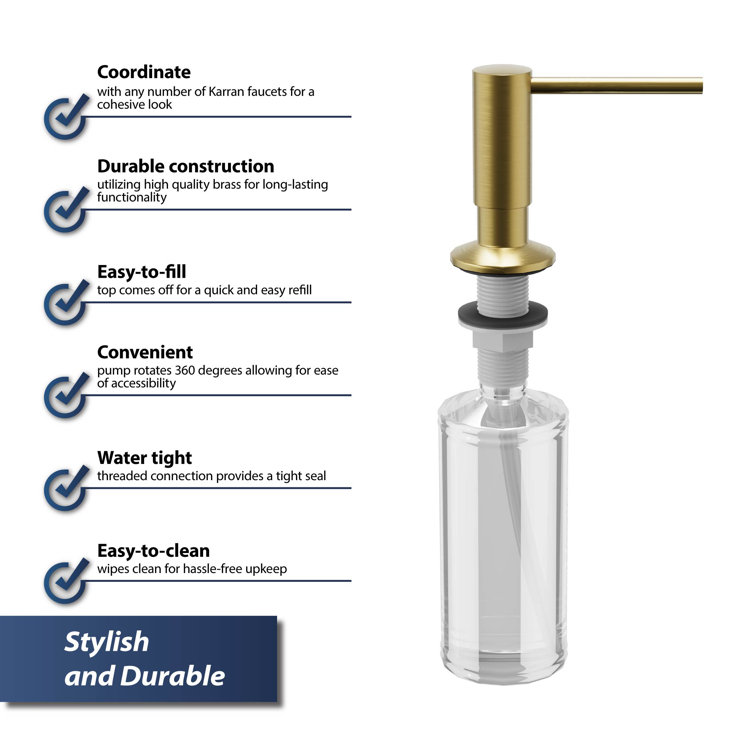 Brushed Gold Brass Kitchen Soap Dispenser