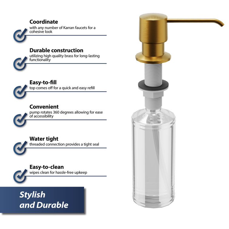 Gold Brass and Plastic Soap/Lotion Dispenser