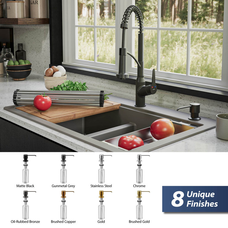 Gunmetal Grey Brass Deck-Mount Soap and Lotion Dispenser