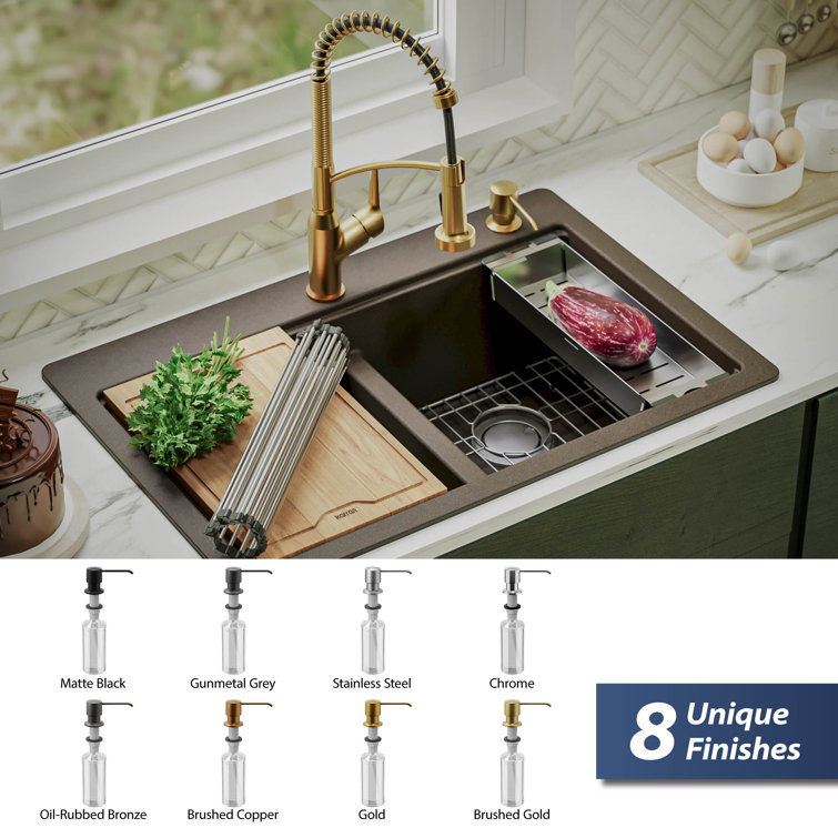 Gold Brass and Plastic Soap/Lotion Dispenser