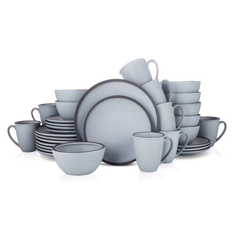 Tina 32-Piece Blue and Grey Ceramic Dinnerware Set, Service for 8