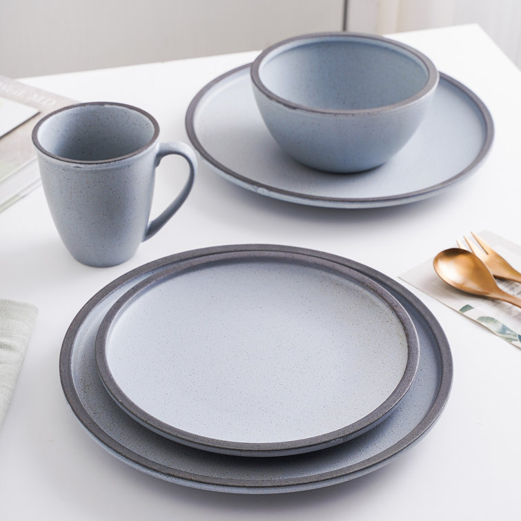 Tina 32-Piece Blue and Grey Ceramic Dinnerware Set, Service for 8