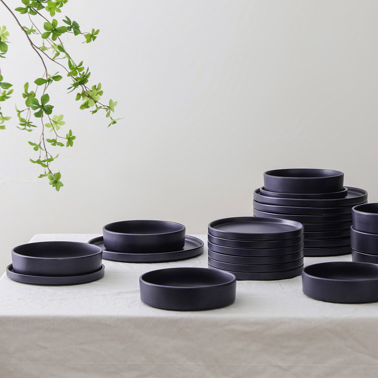 Dark Blue Ceramic Minimalist 16-Piece Mug Set