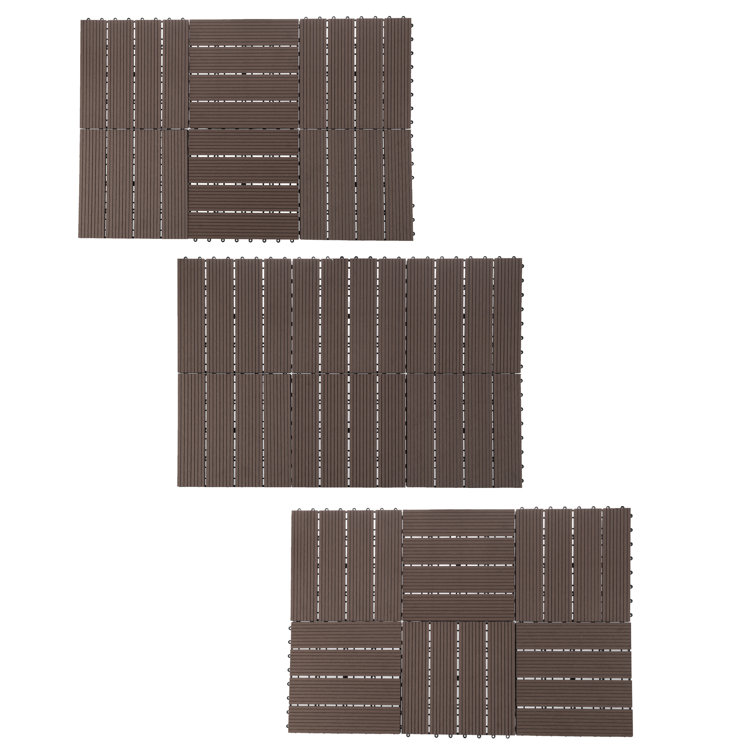 Mocha Brown Interlocking Composite Deck Tiles for Outdoor Flooring