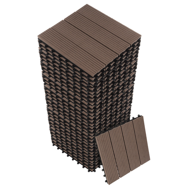 Mocha Brown Interlocking Composite Deck Tiles for Outdoor Flooring