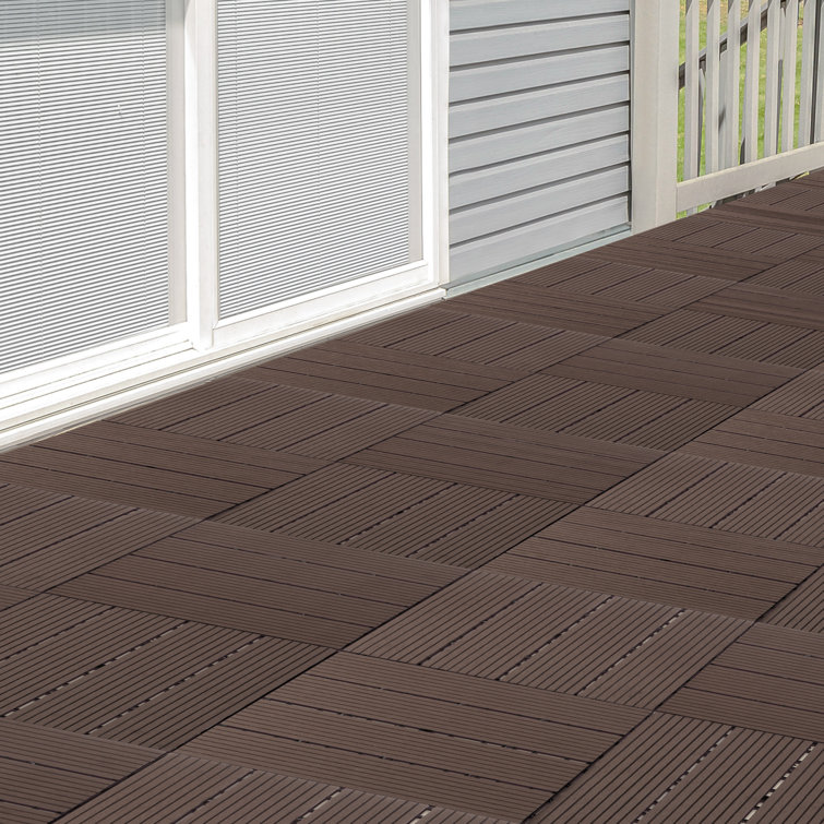 Mocha Brown Interlocking Composite Deck Tiles for Outdoor Flooring