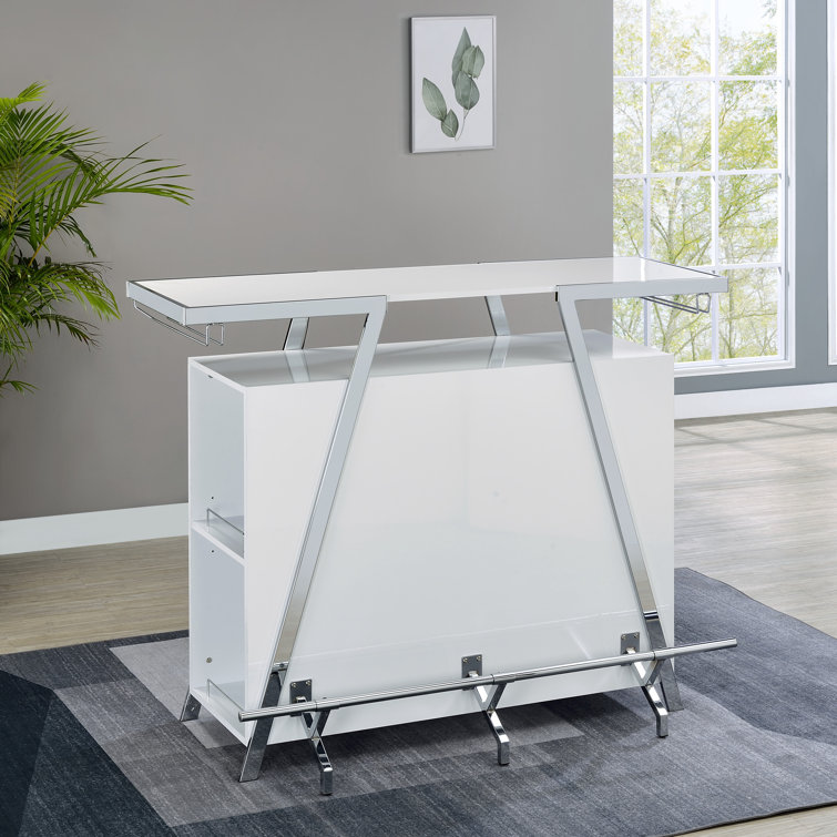Zena 3-Piece White and Chrome Acrylic Bar Set with LED Lights