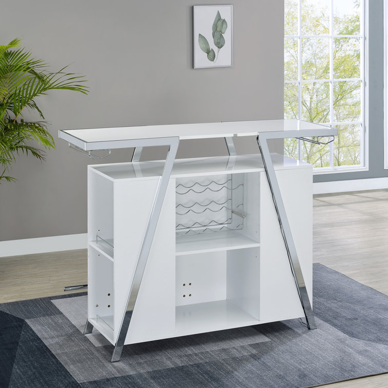Zena 3-Piece White and Chrome Acrylic Bar Set with LED Lights
