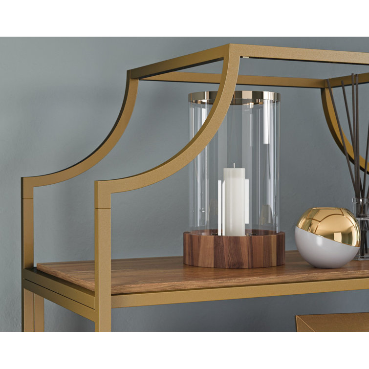 Luxurious Sindoori Mango & Satin Gold 5-Level Open Shelf Bookcase