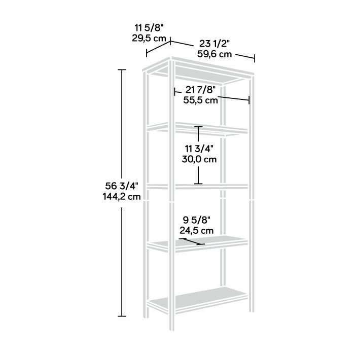 North Avenue Tall 4-Shelf Sindoori Mango and Black Metal Bookcase
