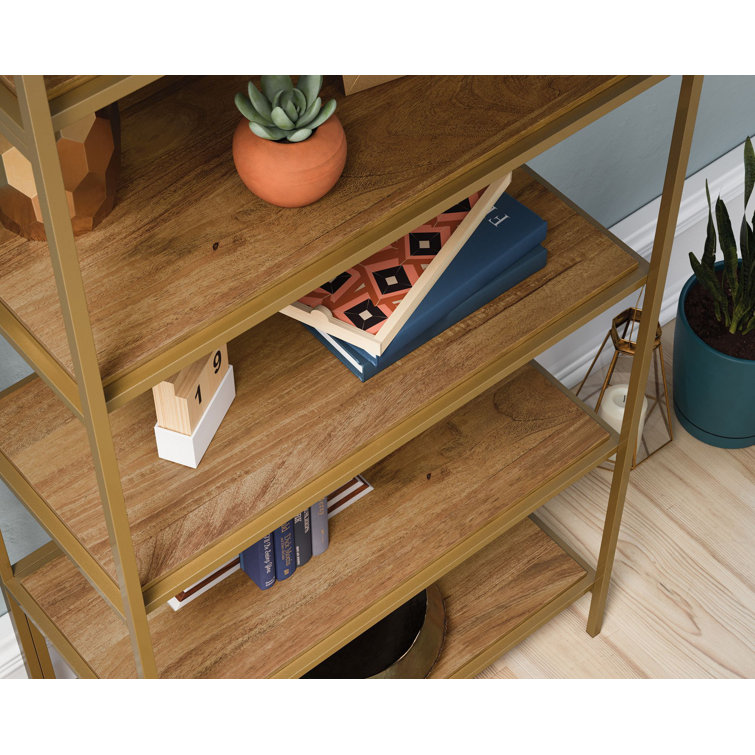 Luxurious Sindoori Mango & Satin Gold 5-Level Open Shelf Bookcase