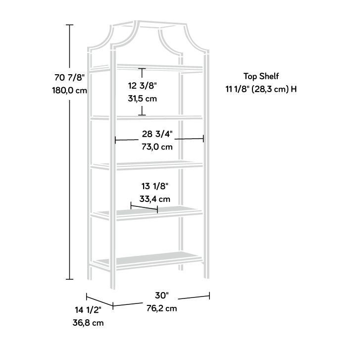 Luxurious Sindoori Mango & Satin Gold 5-Level Open Shelf Bookcase