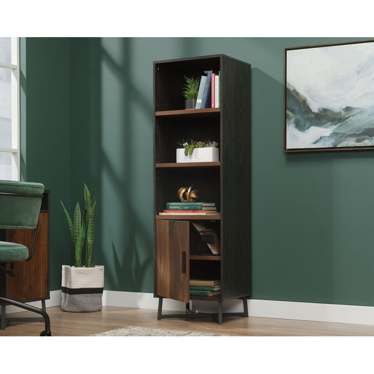 60'' Adjustable Black & Brew Oak Industrial Bookcase with Doors