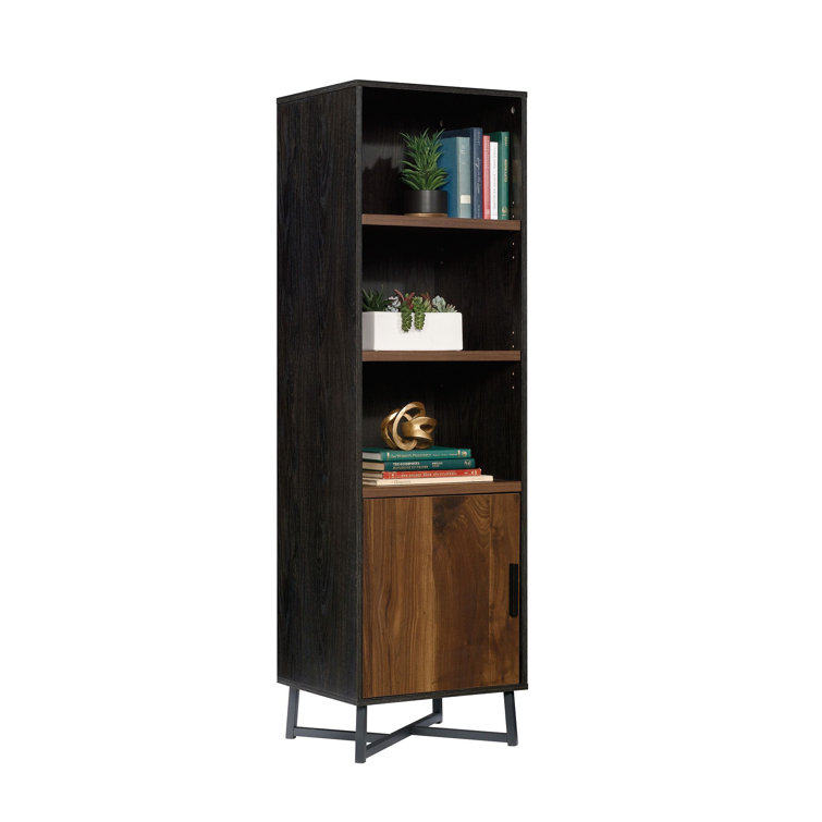 60'' Adjustable Black & Brew Oak Industrial Bookcase with Doors