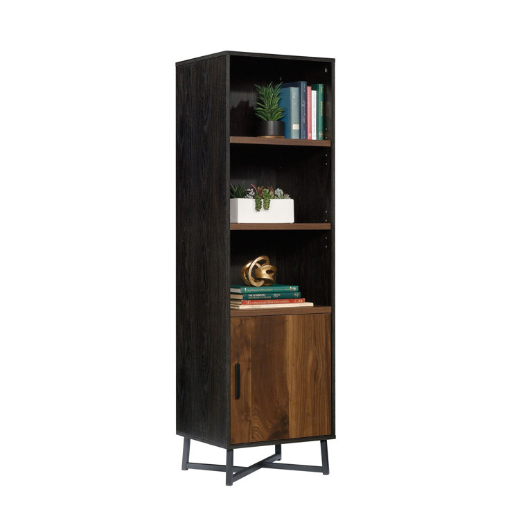 60'' Adjustable Black & Brew Oak Industrial Bookcase with Doors