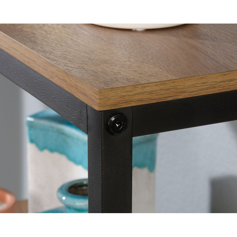 North Avenue Tall 4-Shelf Sindoori Mango and Black Metal Bookcase