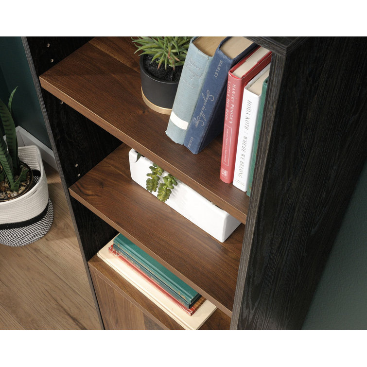 60'' Adjustable Black & Brew Oak Industrial Bookcase with Doors