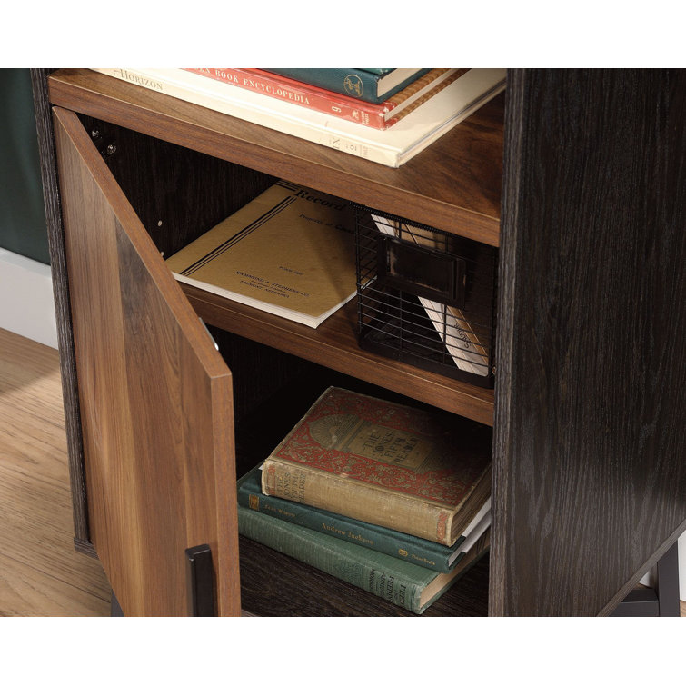 60'' Adjustable Black & Brew Oak Industrial Bookcase with Doors