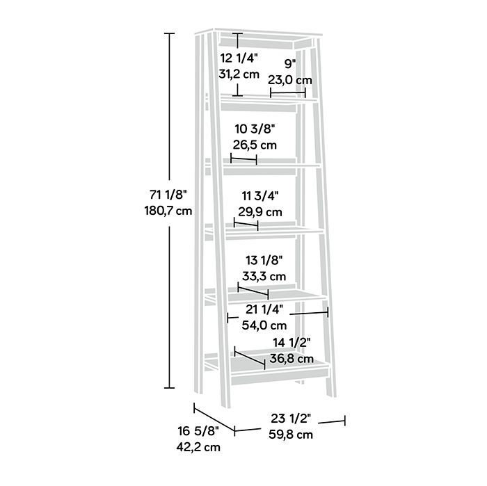 Jamocha Wood Finish 5-Shelf Ladder Bookcase