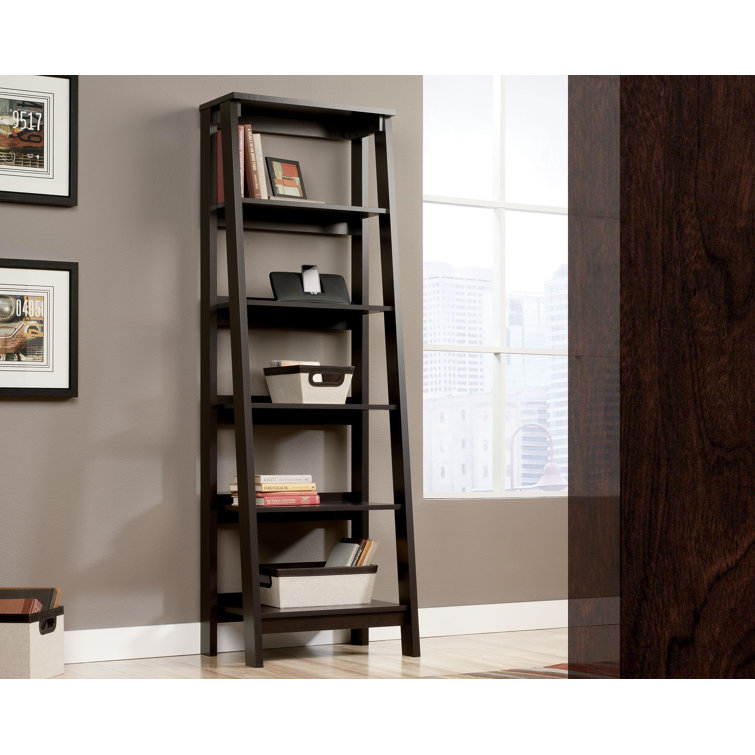 Jamocha Wood Finish 5-Shelf Ladder Bookcase