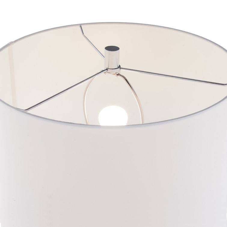 Polished Nickel and White Steel Drum Table Lamp