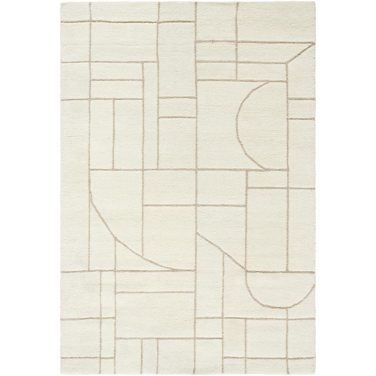 Lorette Cream Hand-Tufted Wool Geometric 9' x 12' Rug