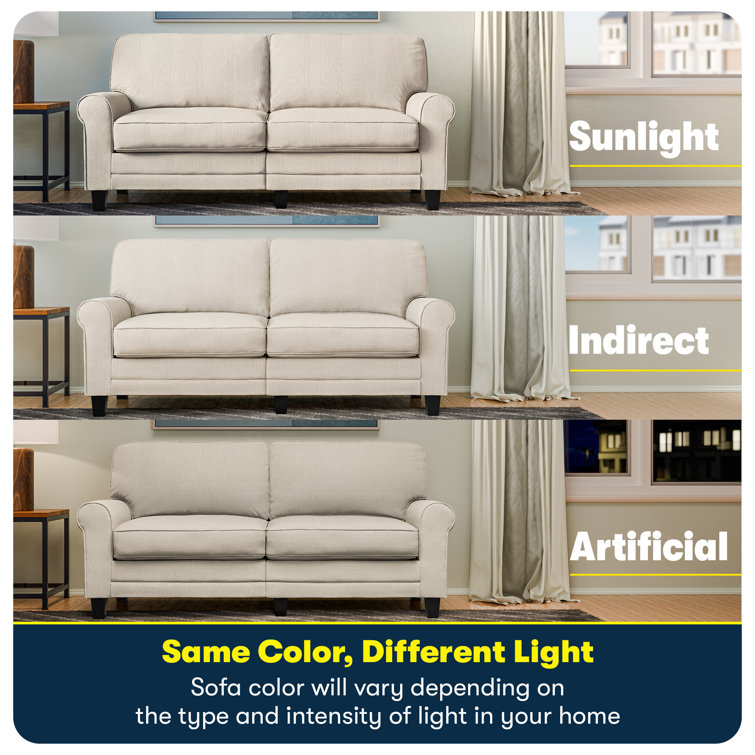 Copenhagen Cream Loveseat with Pillowed Back and Rounded Arms